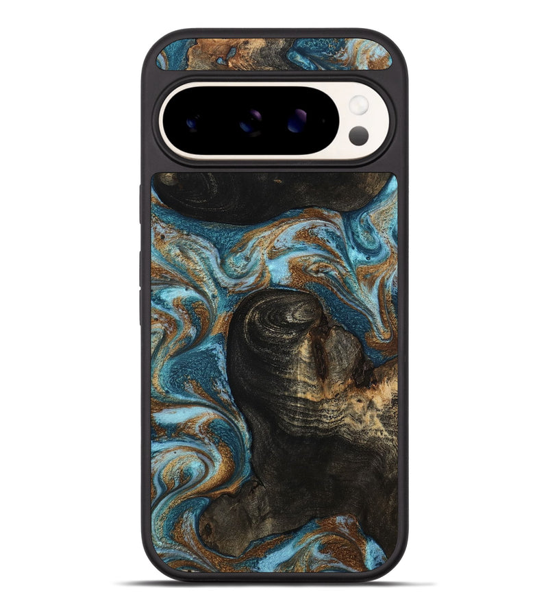 Pixel 9 Pro XL Wood Phone Case - Maddie (Teal & Gold, 801884)