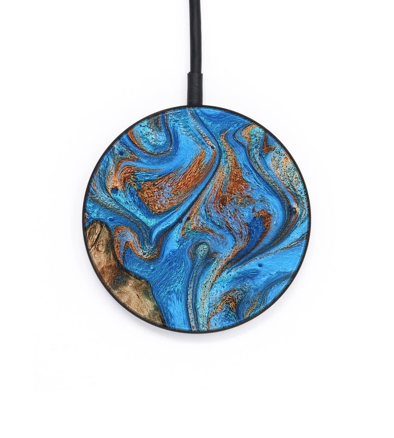 Circle Wood Wireless Charger - Teressa (Teal & Gold, 801885)
