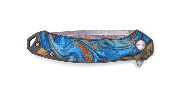 EDC Wood Pocket Knife - Teressa (Teal & Gold, 801885)
