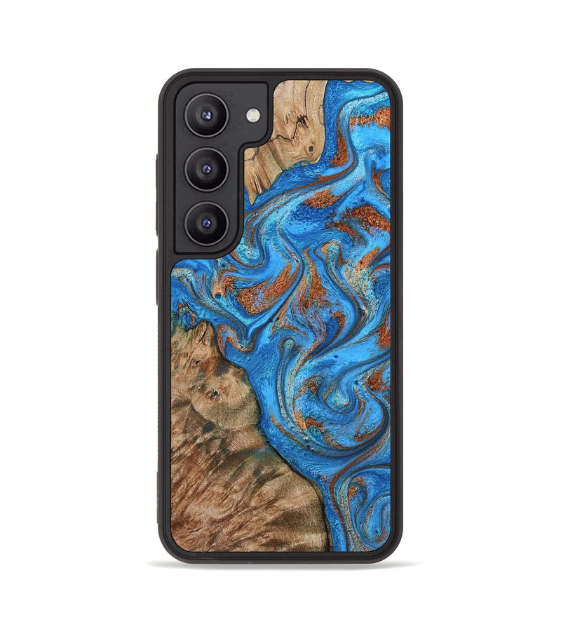 Galaxy S23 Wood Phone Case - Teressa (Teal & Gold, 801885)