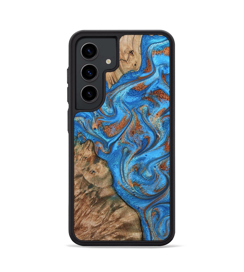 Galaxy S24 Wood Phone Case - Teressa (Teal & Gold, 801885)