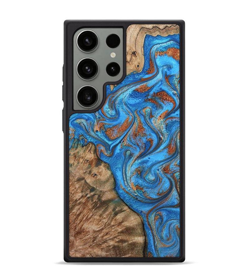 Galaxy S24 Ultra Wood Phone Case - Teressa (Teal & Gold, 801885)