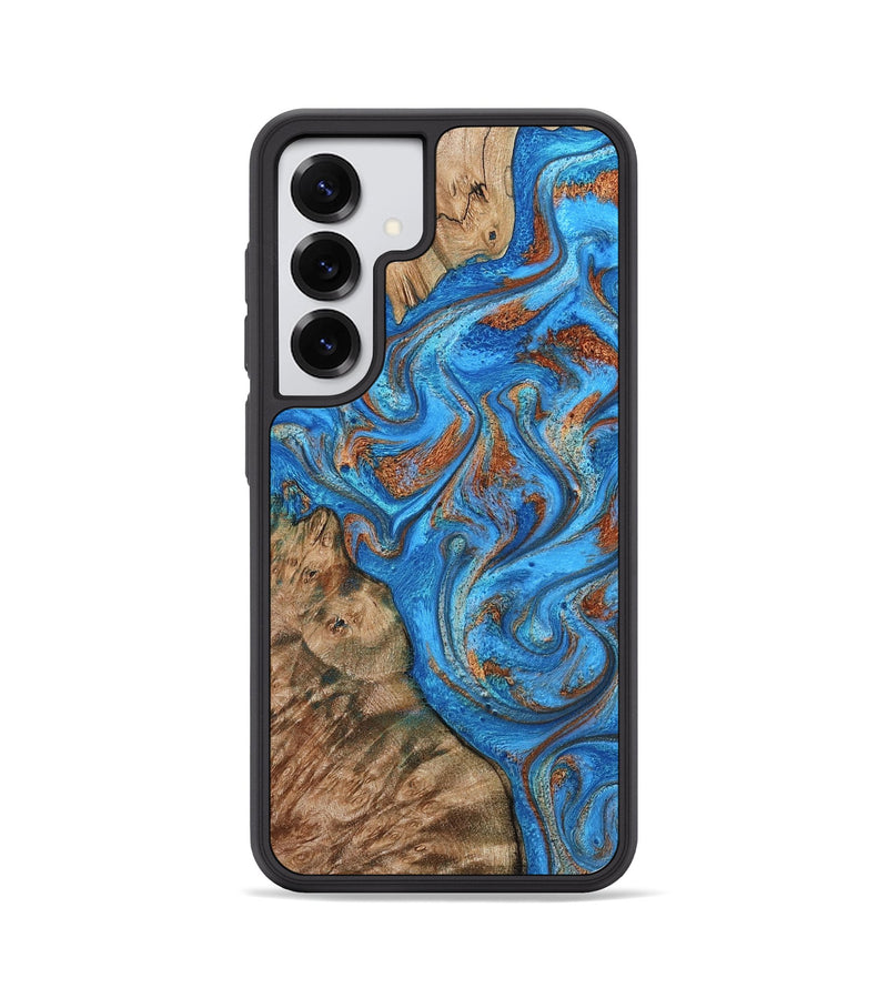 Galaxy S25 Wood Phone Case - Teressa (Teal & Gold, 801885)