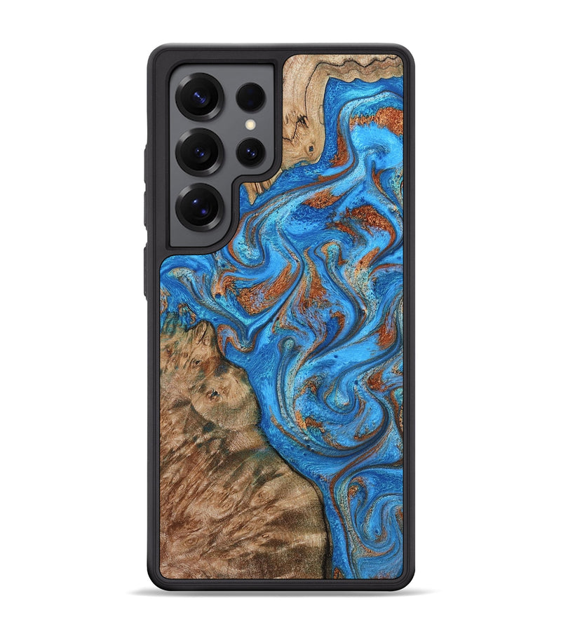 Galaxy S25 Ultra Wood Phone Case - Teressa (Teal & Gold, 801885)