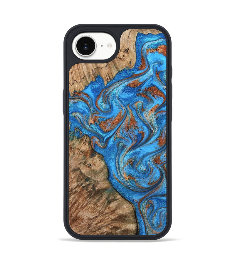 iPhone 16e Wood Phone Case - Teressa (Teal & Gold, 801885)