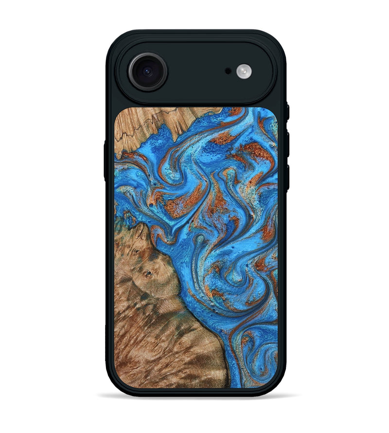 iPhone 17 Air Wood Phone Case - Teressa (Teal & Gold, 801885)