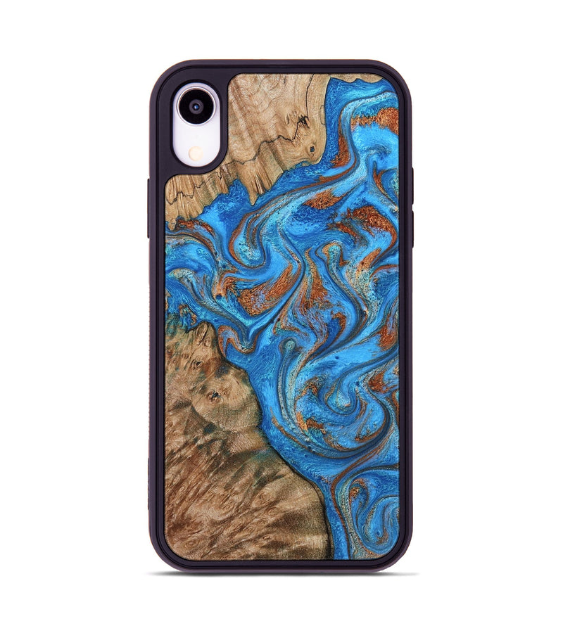 iPhone Xr Wood Phone Case - Teressa (Teal & Gold, 801885)