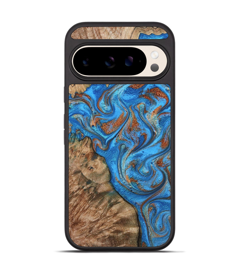 Pixel 10 Wood Phone Case - Teressa (Teal & Gold, 801885)