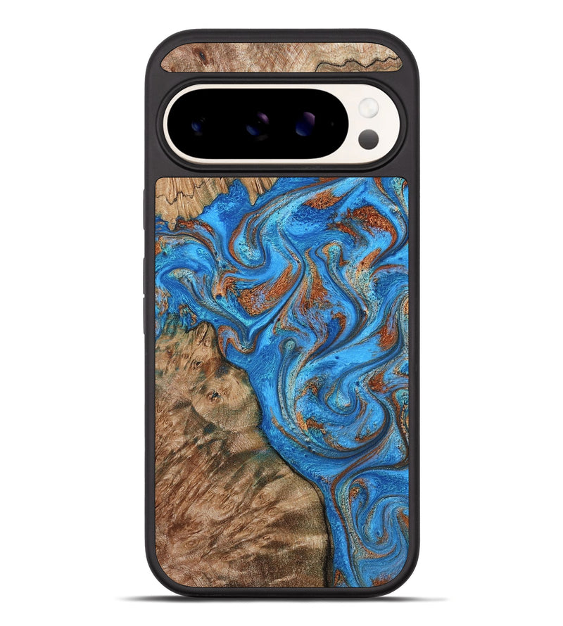 Pixel 10 Pro XL Wood Phone Case - Teressa (Teal & Gold, 801885)