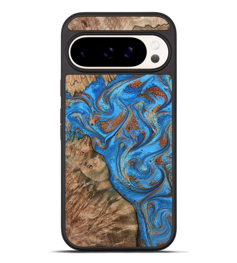 Pixel 9 Pro XL Wood Phone Case - Teressa (Teal & Gold, 801885)