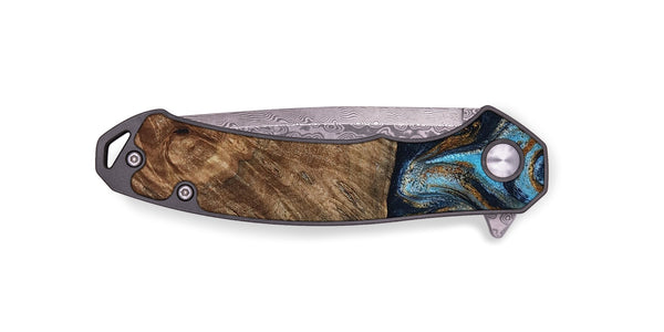 EDC Wood Pocket Knife - Norita (Teal & Gold, 801886)