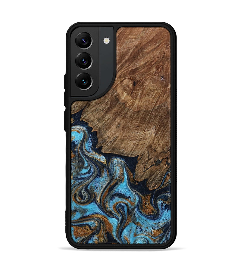 Galaxy S22 Plus Wood Phone Case - Norita (Teal & Gold, 801886)