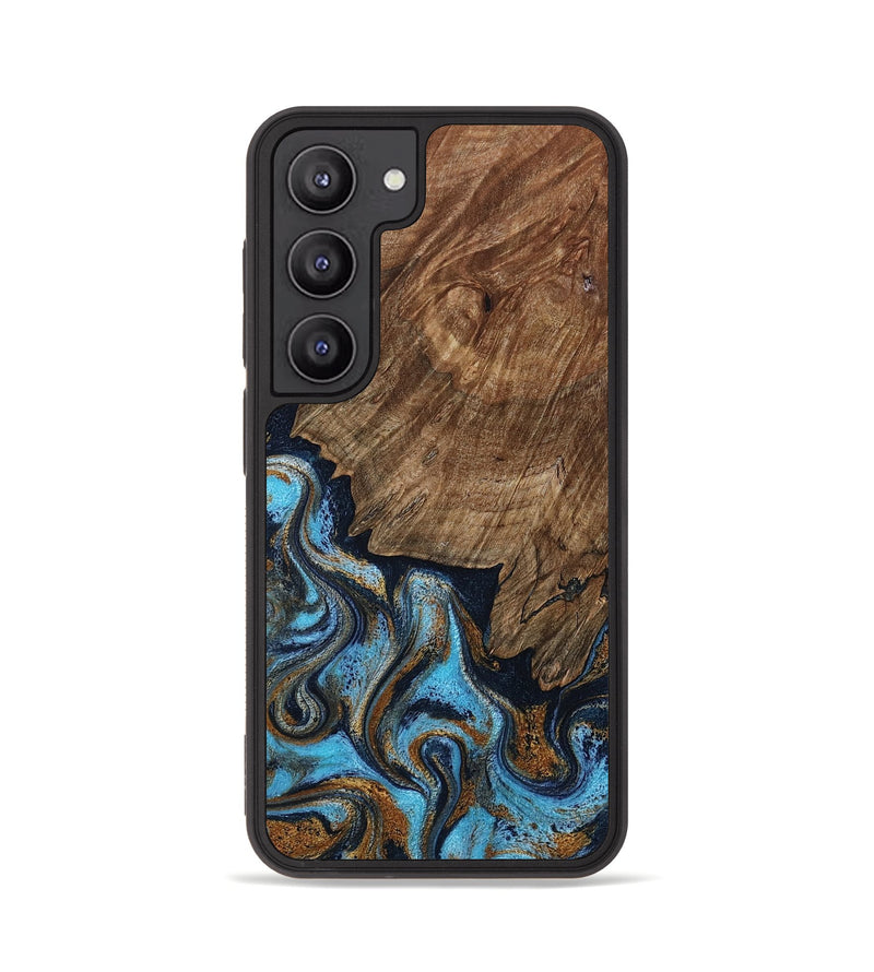 Galaxy S23 Wood Phone Case - Norita (Teal & Gold, 801886)