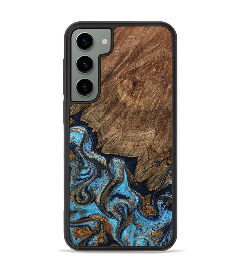 Galaxy S23 Plus Wood Phone Case - Norita (Teal & Gold, 801886)