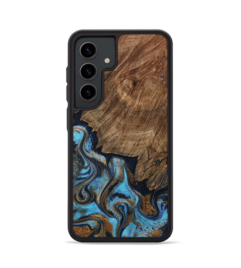 Galaxy S24 Wood Phone Case - Norita (Teal & Gold, 801886)