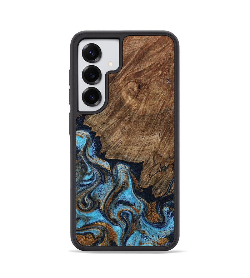 Galaxy S25 Wood Phone Case - Norita (Teal & Gold, 801886)