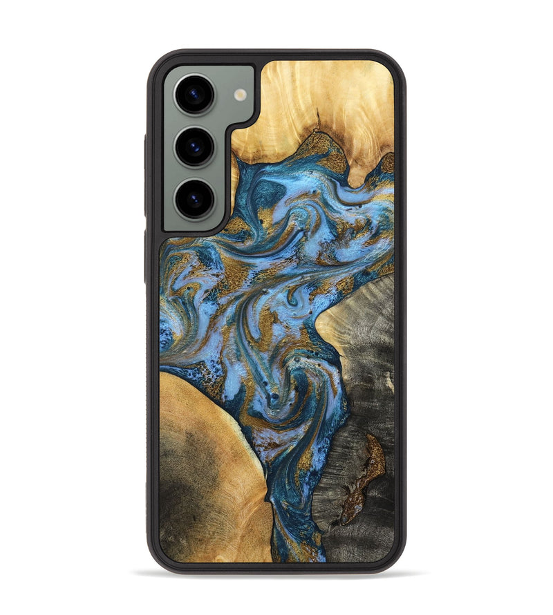 Galaxy S23 Plus Wood Phone Case - Huey (Teal & Gold, 801887)