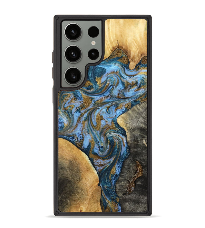 Galaxy S23 Ultra Wood Phone Case - Huey (Teal & Gold, 801887)