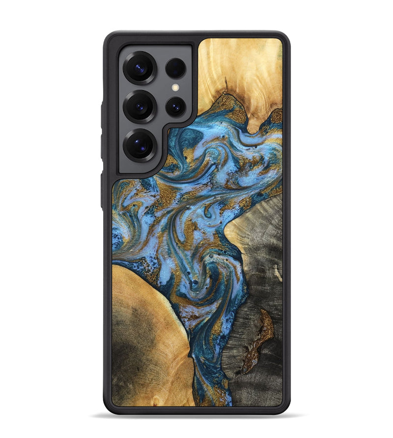 Galaxy S25 Ultra Wood Phone Case - Huey (Teal & Gold, 801887)