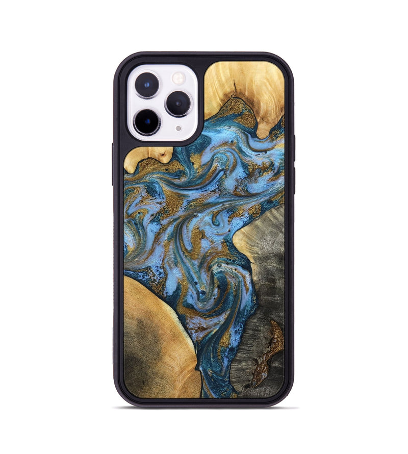 iPhone 11 Pro Wood Phone Case - Huey (Teal & Gold, 801887)