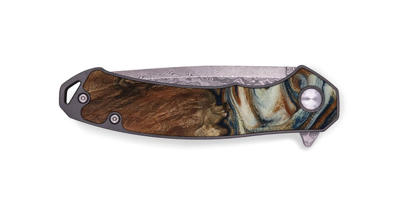 EDC Wood Pocket Knife - Tamera (Teal & Gold, 801888)