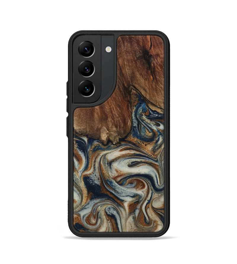 Galaxy S22 Wood Phone Case - Tamera (Teal & Gold, 801888)