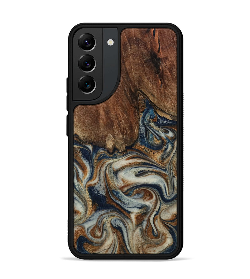 Galaxy S22 Plus Wood Phone Case - Tamera (Teal & Gold, 801888)