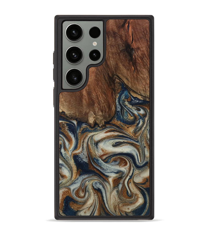 Galaxy S23 Ultra Wood Phone Case - Tamera (Teal & Gold, 801888)