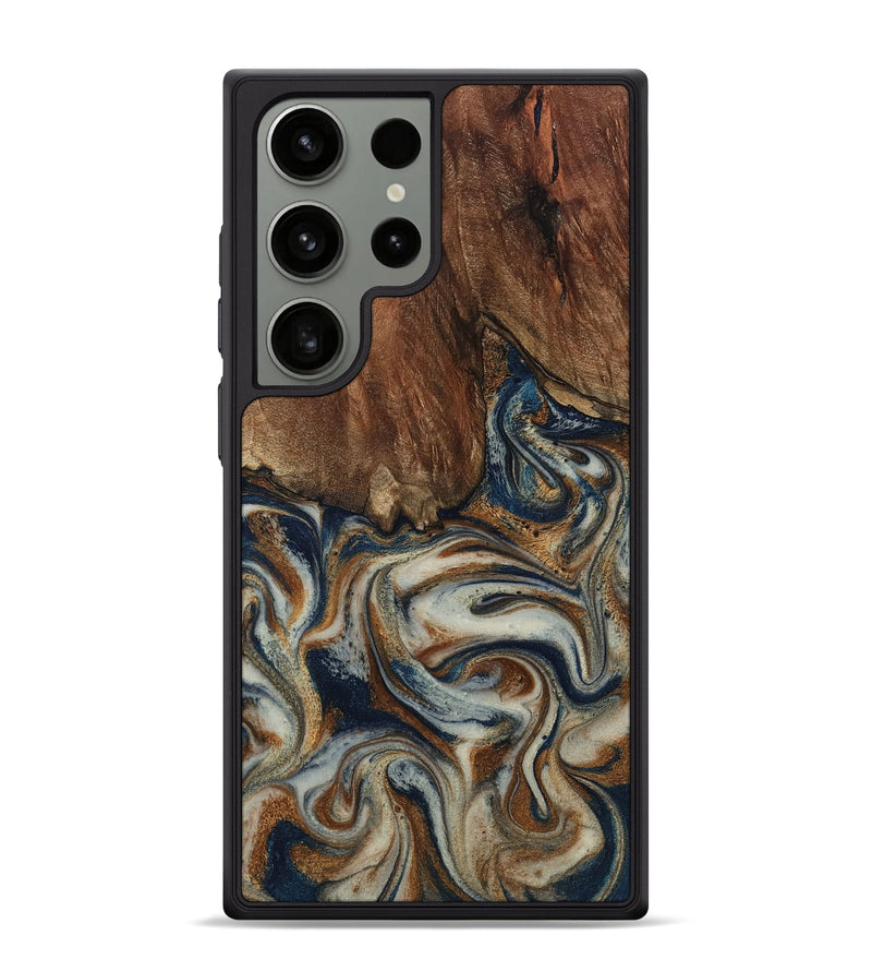 Galaxy S24 Ultra Wood Phone Case - Tamera (Teal & Gold, 801888)