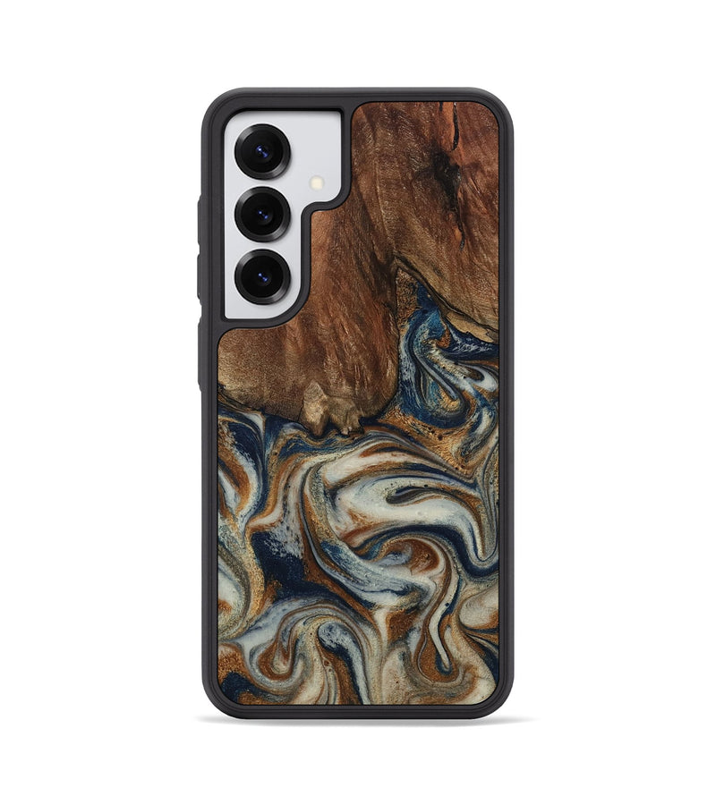 Galaxy S25 Wood Phone Case - Tamera (Teal & Gold, 801888)