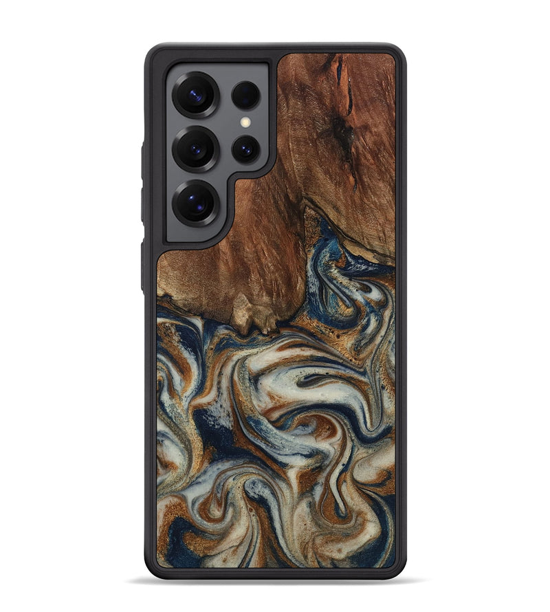 Galaxy S25 Ultra Wood Phone Case - Tamera (Teal & Gold, 801888)