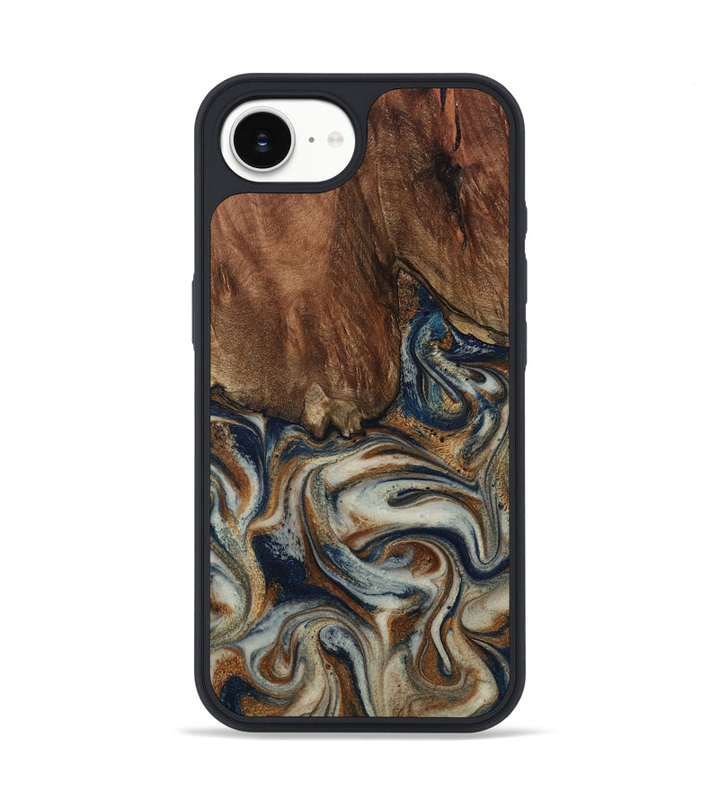 iPhone 16e Wood Phone Case - Tamera (Teal & Gold, 801888)