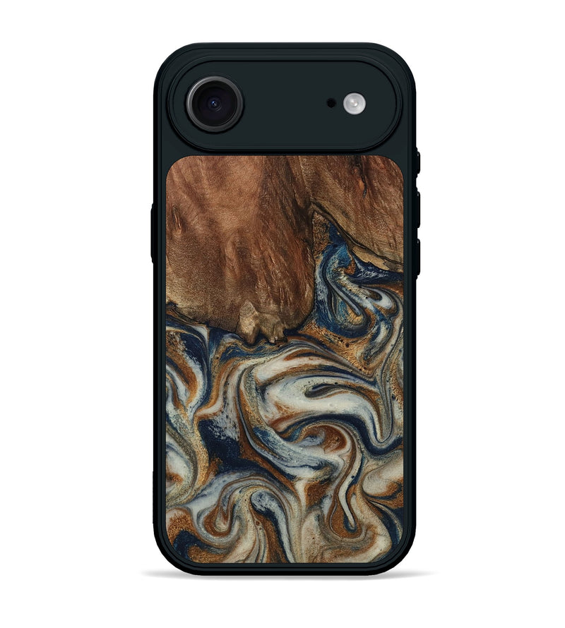 iPhone 17 Air Wood Phone Case - Tamera (Teal & Gold, 801888)