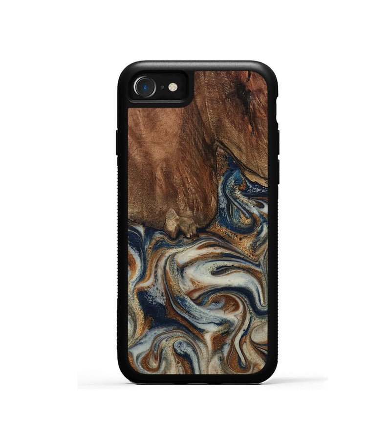 iPhone SE Wood Phone Case - Tamera (Teal & Gold, 801888)