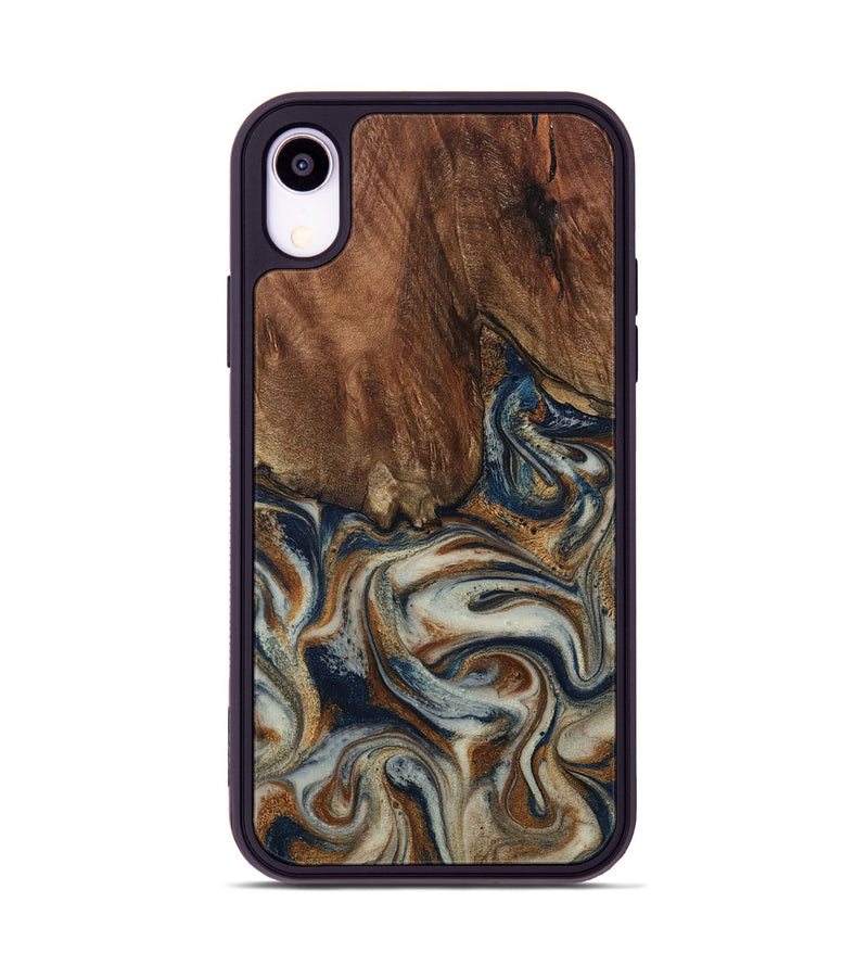 iPhone Xr Wood Phone Case - Tamera (Teal & Gold, 801888)