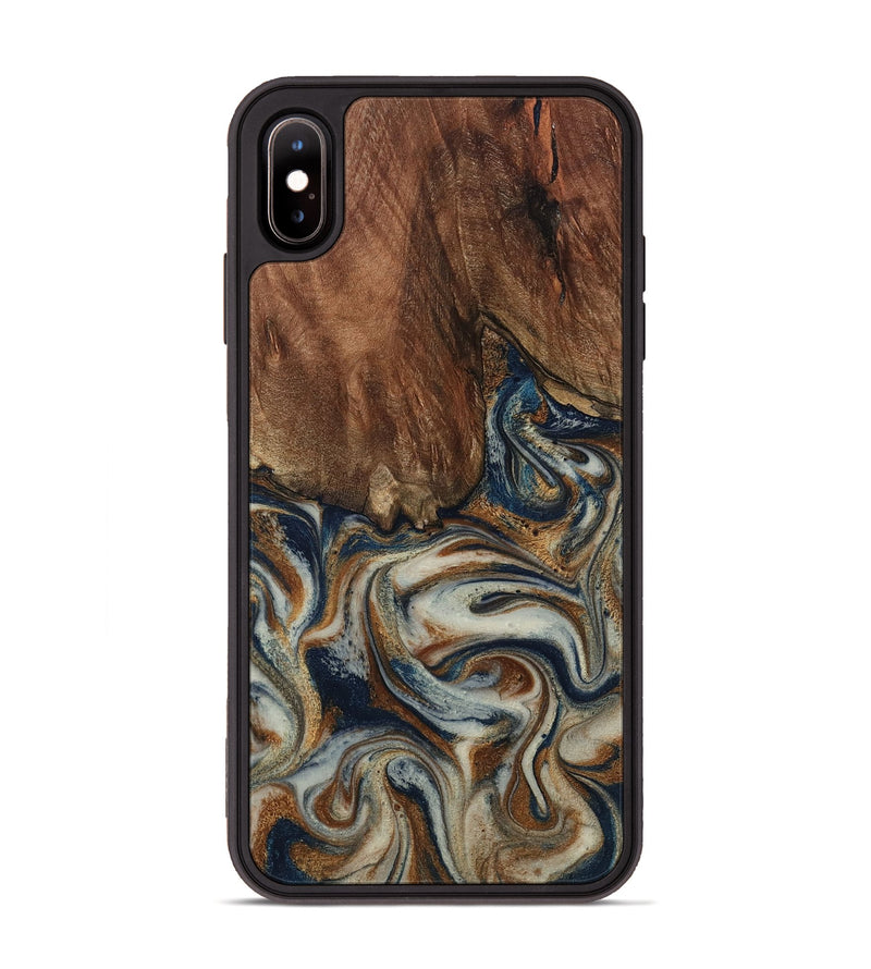 iPhone Xs Max Wood Phone Case - Tamera (Teal & Gold, 801888)