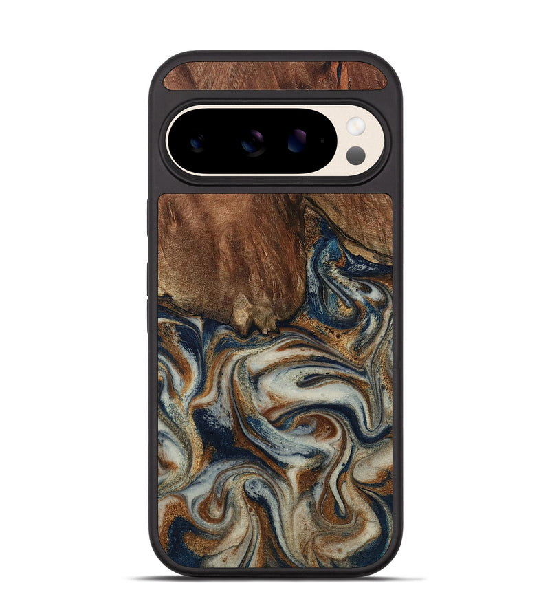 Pixel 10 Wood Phone Case - Tamera (Teal & Gold, 801888)
