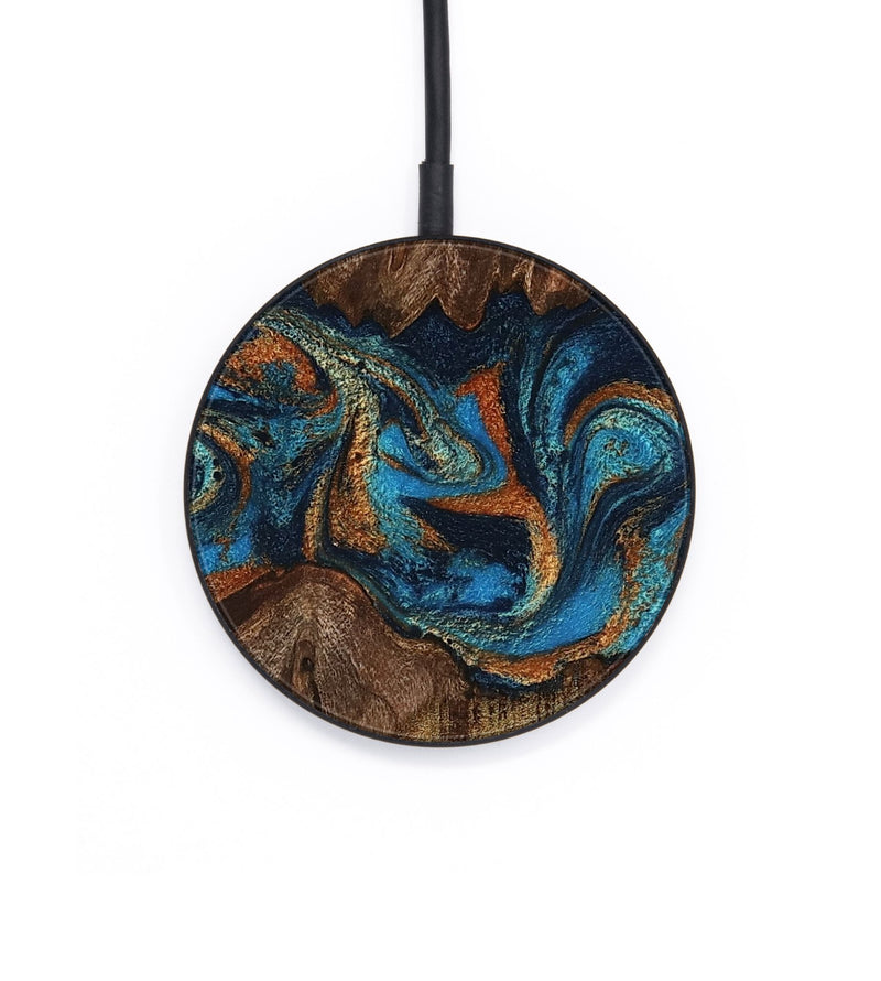 Circle Wood Wireless Charger - Marion (Teal & Gold, 801889)