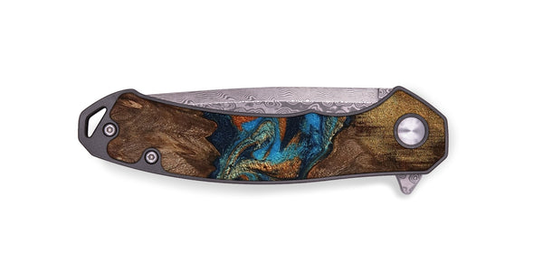 EDC Wood Pocket Knife - Marion (Teal & Gold, 801889)