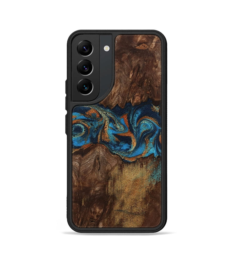 Galaxy S22 Wood Phone Case - Marion (Teal & Gold, 801889)