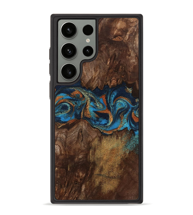 Galaxy S23 Ultra Wood Phone Case - Marion (Teal & Gold, 801889)