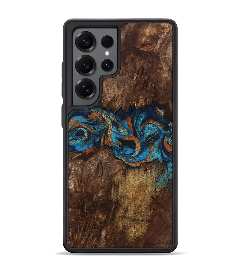 Galaxy S25 Ultra Wood Phone Case - Marion (Teal & Gold, 801889)