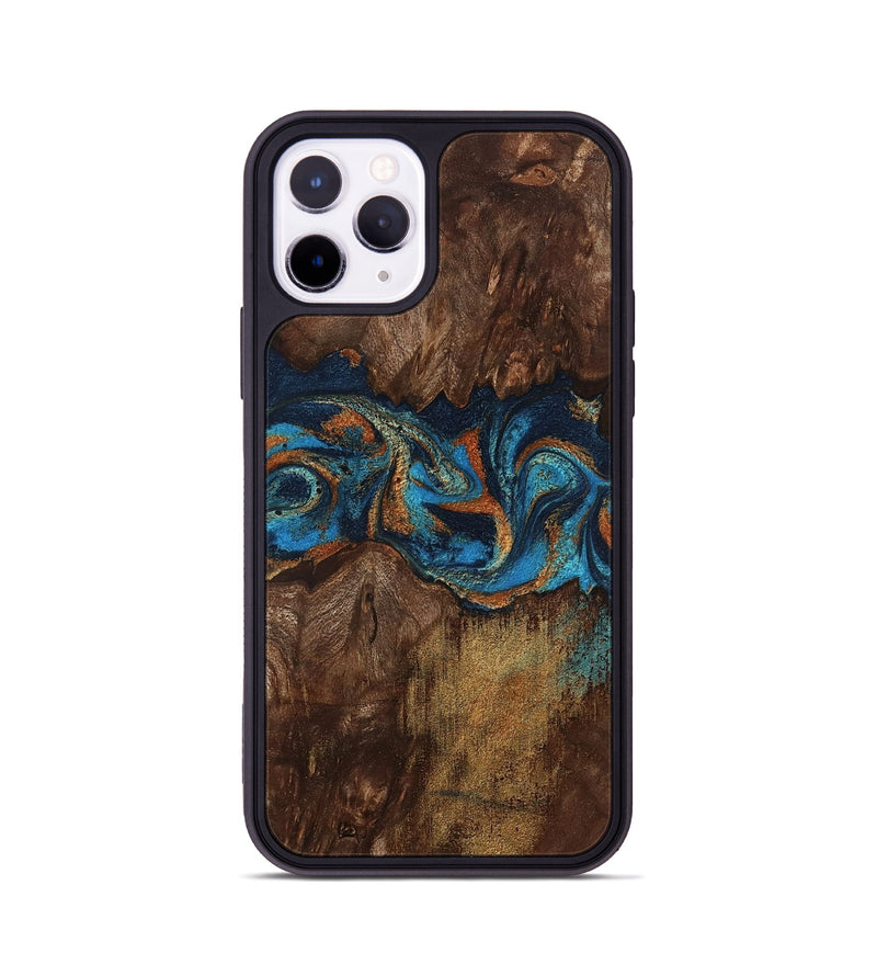 iPhone 11 Pro Wood Phone Case - Marion (Teal & Gold, 801889)
