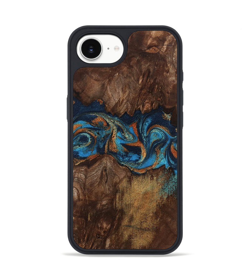 iPhone 16e Wood Phone Case - Marion (Teal & Gold, 801889)