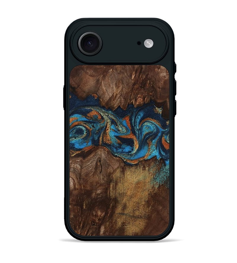iPhone 17 Air Wood Phone Case - Marion (Teal & Gold, 801889)