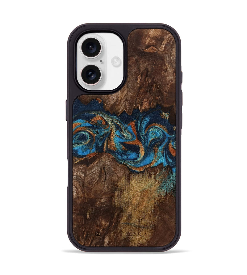 iPhone 17 Wood Phone Case - Marion (Teal & Gold, 801889)