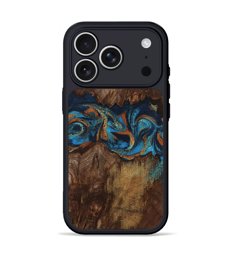 iPhone 17 Pro Wood Phone Case - Marion (Teal & Gold, 801889)