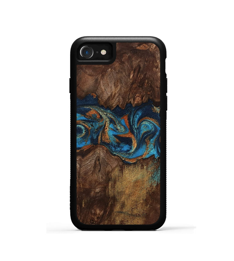 iPhone SE Wood Phone Case - Marion (Teal & Gold, 801889)