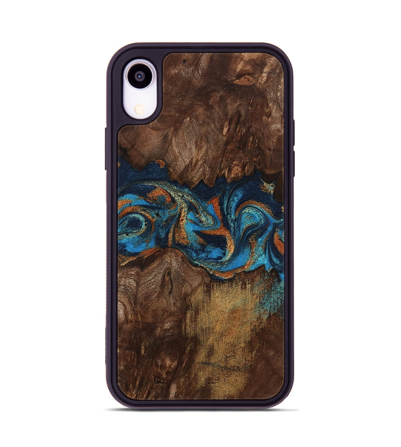 iPhone Xr Wood Phone Case - Marion (Teal & Gold, 801889)