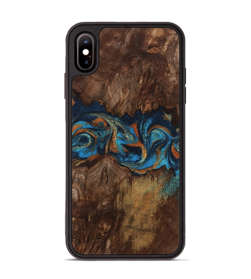 iPhone Xs Max Wood Phone Case - Marion (Teal & Gold, 801889)